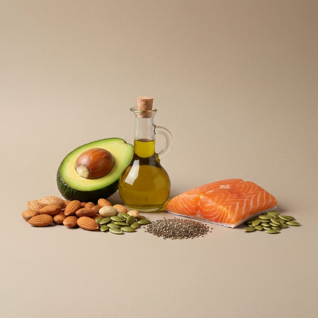 Gesunde Fettquellen wie Nüsse, Samen und Öle