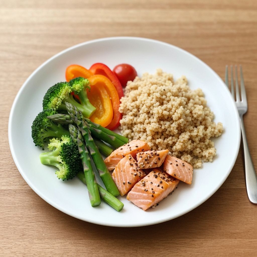 Ausgewogener Teller mit verschiedenen Lebensmitteln