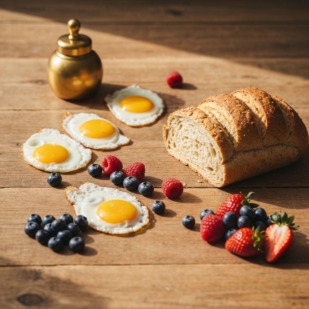 Frühstückszutaten mit Getreide und Obst